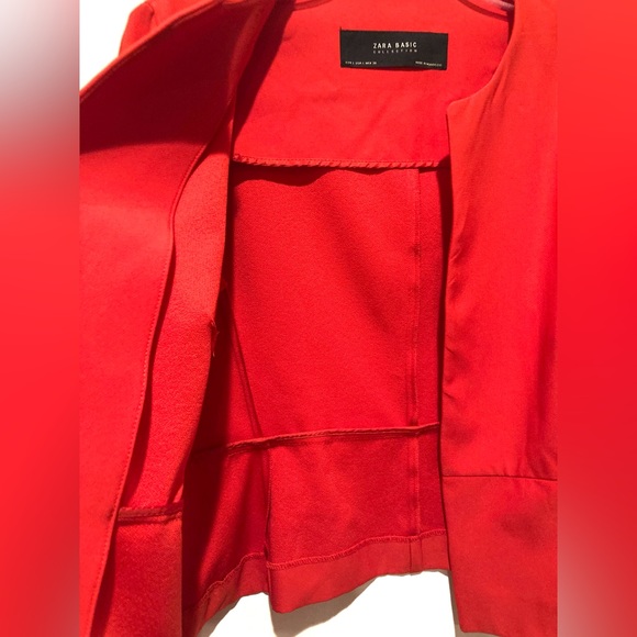 Zara Red Cropped Jacket, Size L, Red - Picture 5 of 13